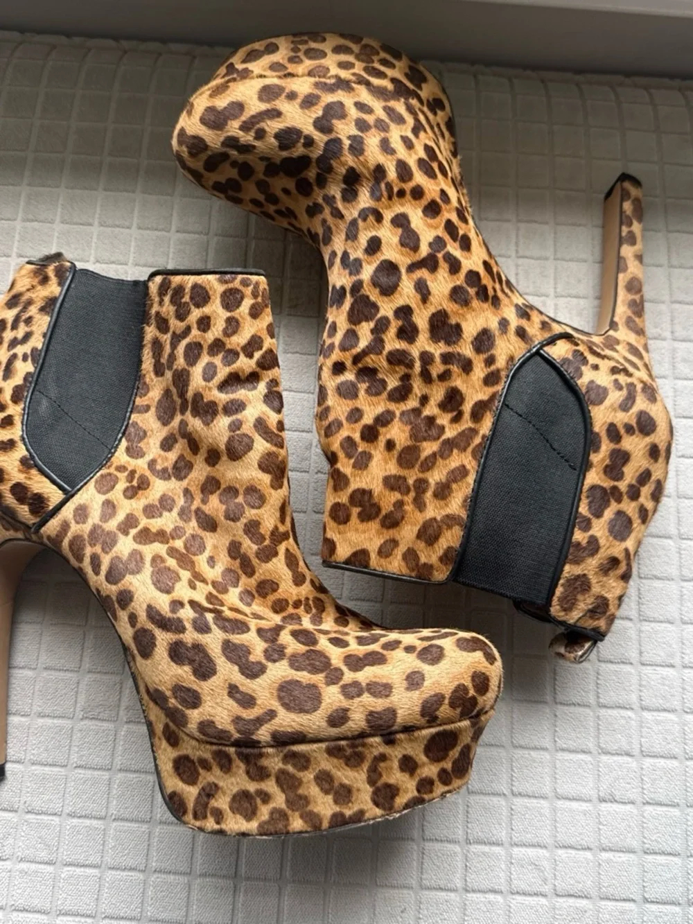 Vince Camuto Leopard Platform Ankle Boots in Brown/Tan
